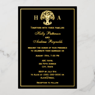 Invitation de mariage en feuille d'aluminium à mot