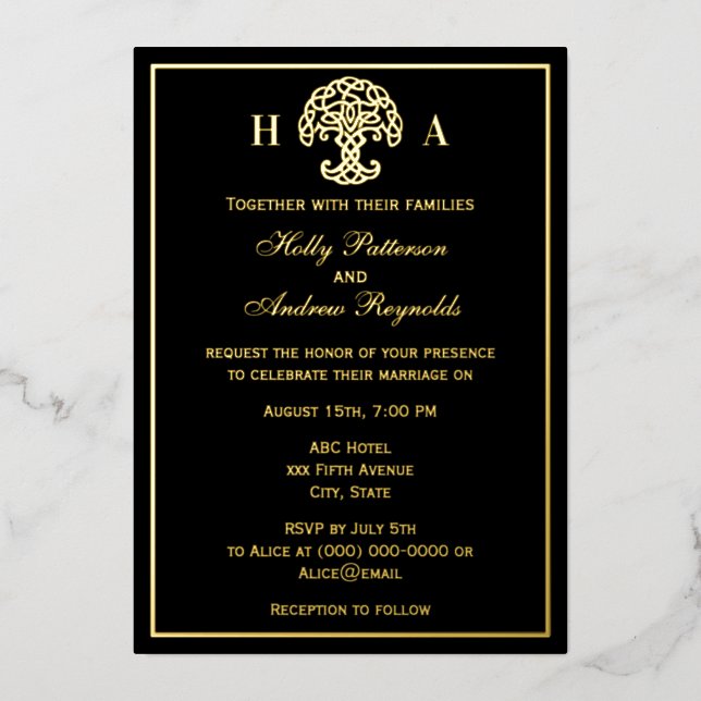 Invitation de mariage en feuille d'aluminium à mot (Recto)
