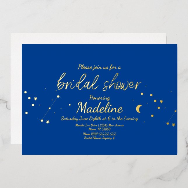 Invitation de mariage en feuille d'or Constellatio (Recto/Verso)