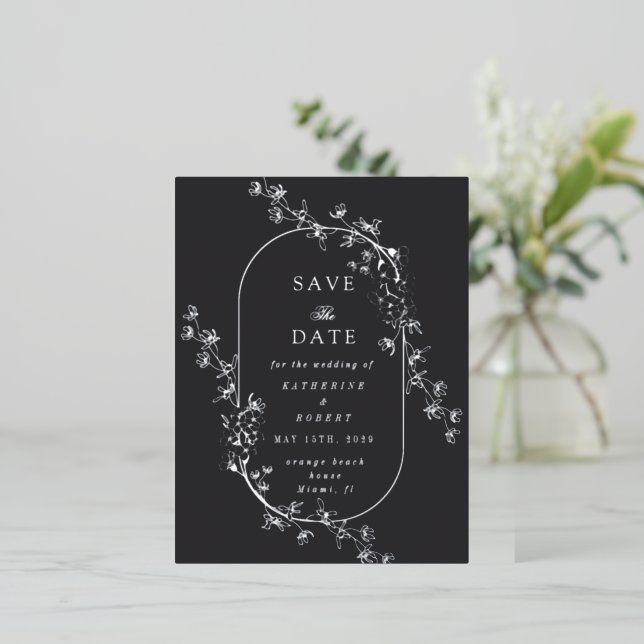 Invitation de mariage en feuille métallisée à moti (Debout devant)