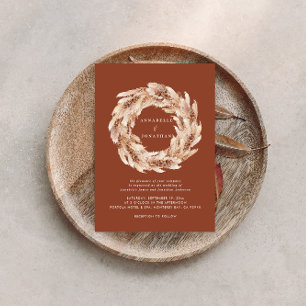 Invitation de mariage en herbe de pampa naturelle