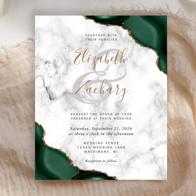 Invitation de mariage en marbre aux coins d'agate  (Créateur téléchargé)