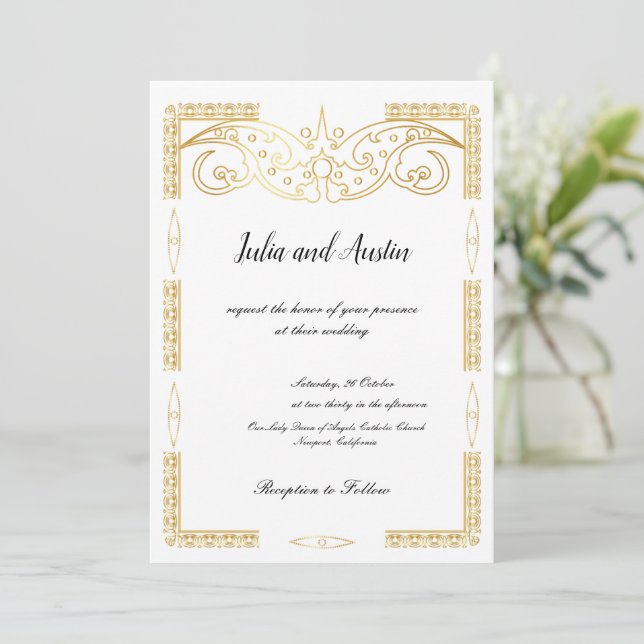 Invitation de mariage en or (Debout devant)