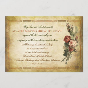 invitation de mariage en papier ancien vintage