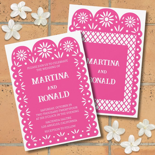 Invitation de mariage en papier picado mexicain ro (Créateur téléchargé)