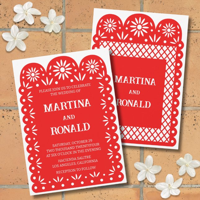Invitation de mariage en papier picado mexicain ro (Créateur téléchargé)