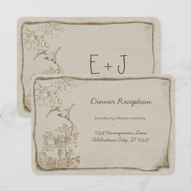 Invitation de mariage en parchemin vieilli avec oi (Devant / Derrière)