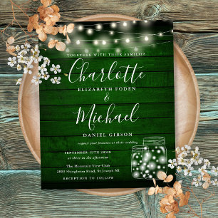 Invitation de mariage en pots de maçon en bois ver