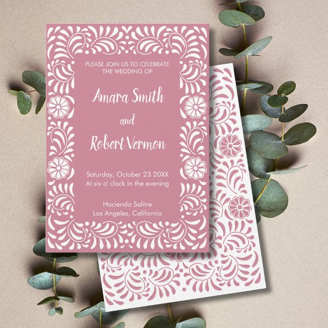 Invitation de mariage en Talavera mexicaine rose (Créateur téléchargé)