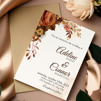 invitation de mariage en terre cuite automne