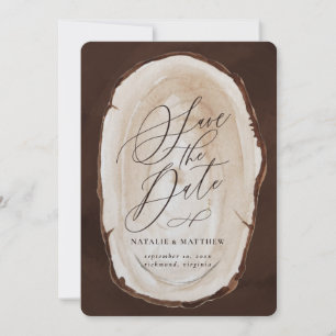 Invitation de mariage en tranche de bois rustique