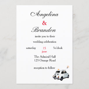 invitation de mariage en voiture fiat 500