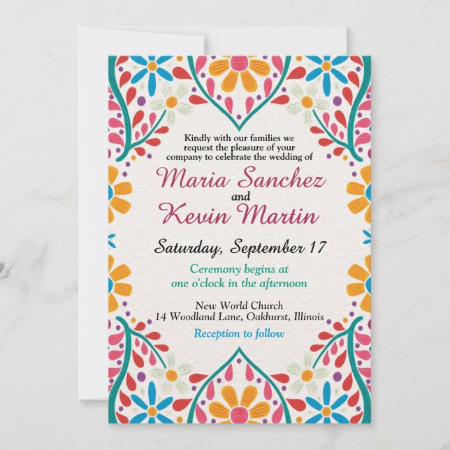 Invitation de mariage espagnol Floral Fiesta (Devant)