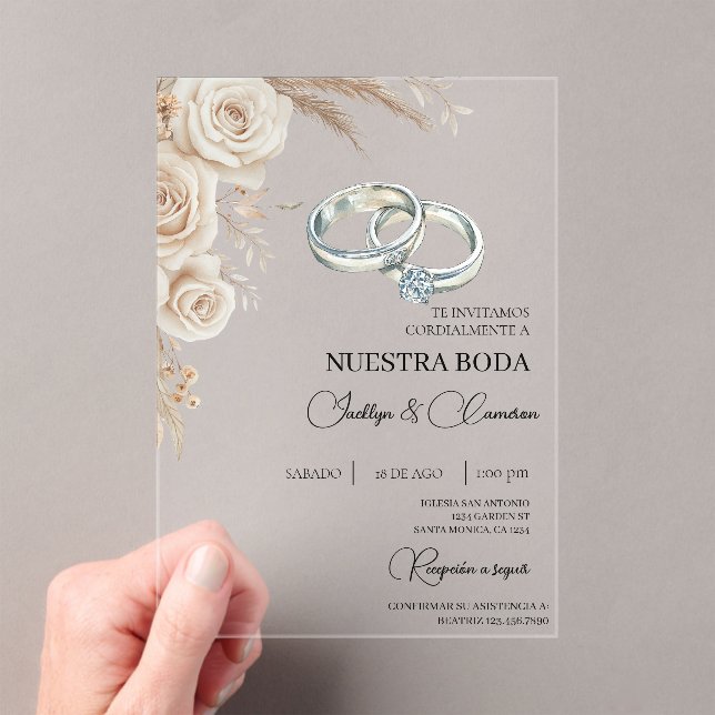 Invitation de mariage espagnole bohème florale (In situ (ordinateur de poche))