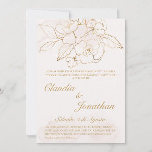 Invitation de mariage espagnole de la fleur d'or