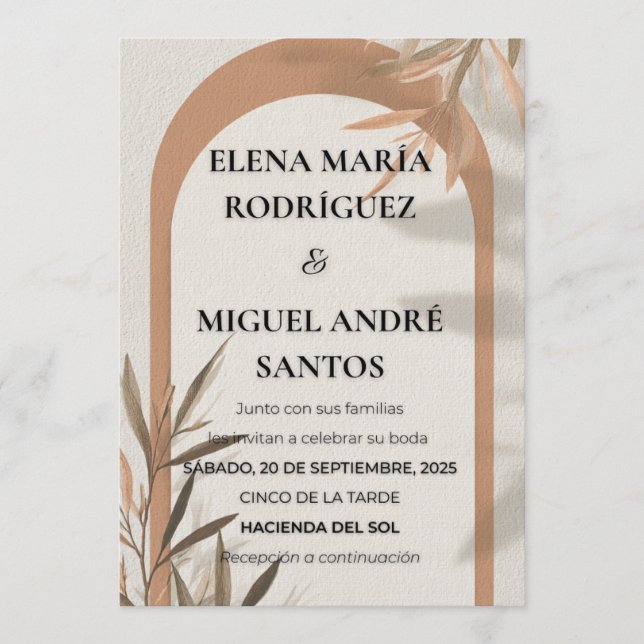 Invitation de mariage espagnole en terre cuite ave (Devant)