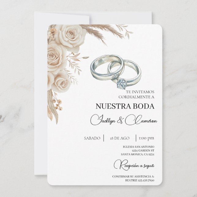 Invitation de mariage espagnole florale boho (Devant)