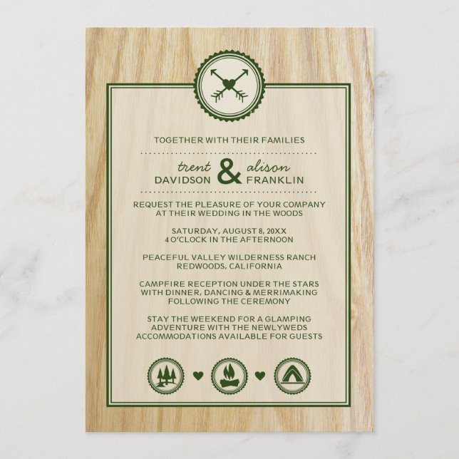 Invitation de mariage et de camping en pleine natu (Devant)