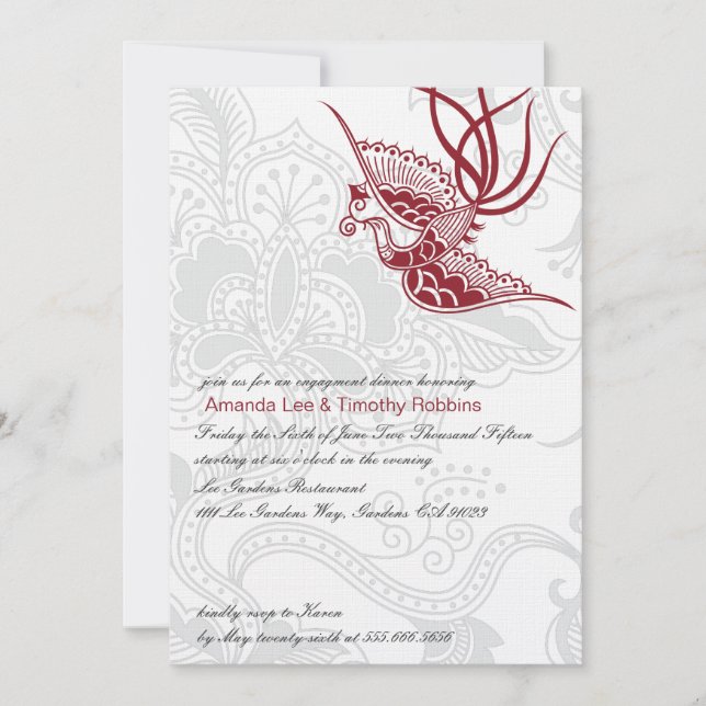 Invitation de mariage et de fiançailles avec oisea (Devant)