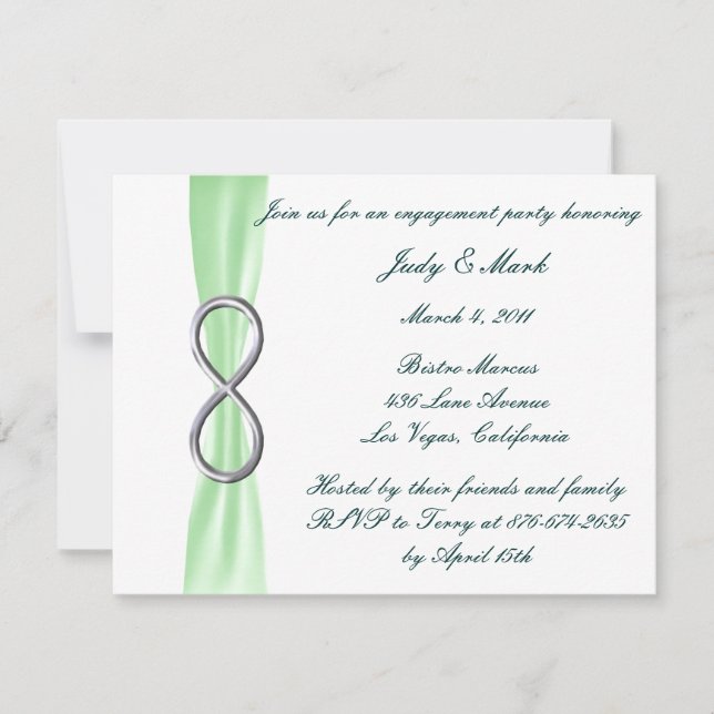 Invitation de mariage et de fiançailles Green Infi (Devant)