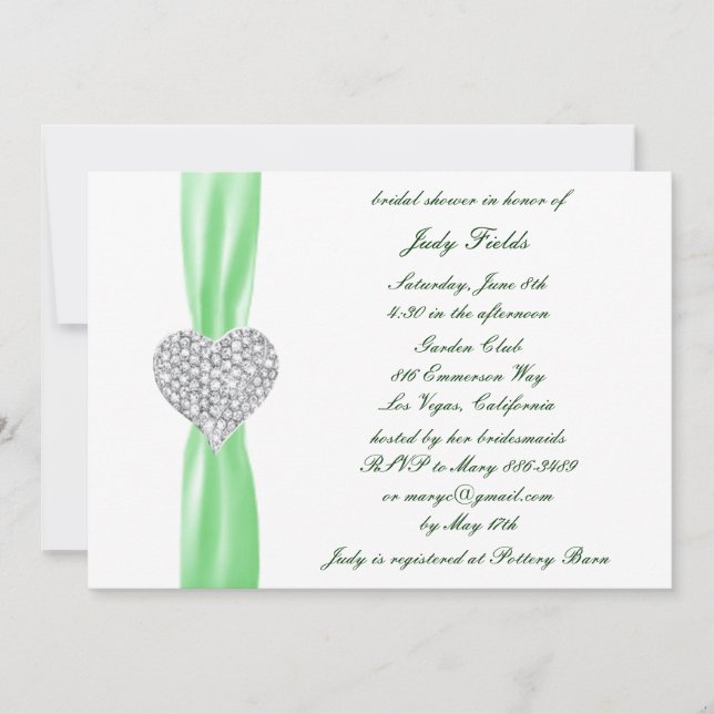 Invitation de mariage et de shower de mariage à cœ (Devant)