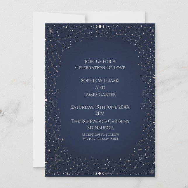 Invitation de mariage étoilé de minuit (Devant)
