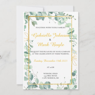 Invitation de mariage Eucaliptus - Dessin d'aquare