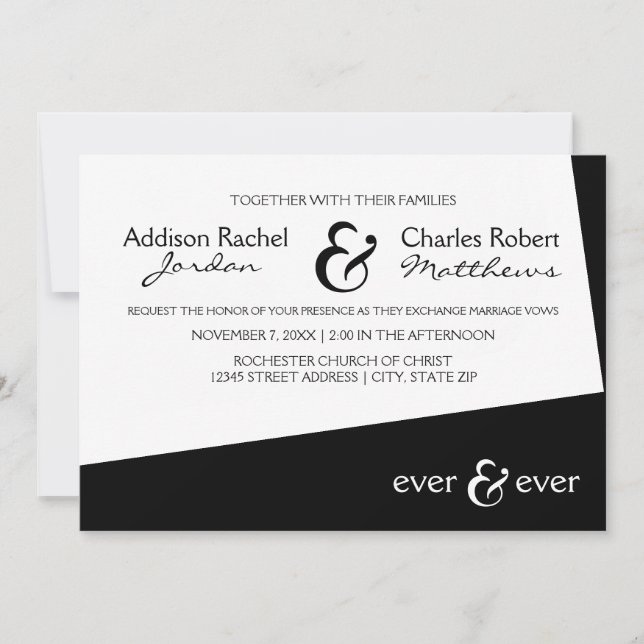 Invitation de mariage Ever & Ever Black Angle (Devant)
