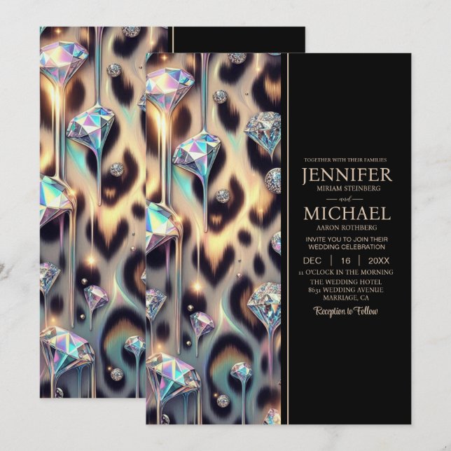 Invitation de mariage exotique et chic tout-en-un  (Devant / Derrière)