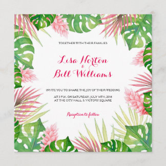 Invitation de mariage feuille d'aquarelle tropical