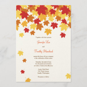 Invitation de mariage feuille d'érable automne