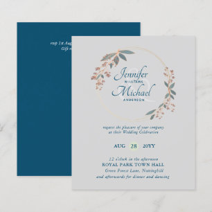 Invitation de mariage Feuilles Orange Turquoise BU