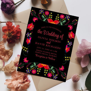 Invitation de mariage Fiesta Florale Mexicaine Rou