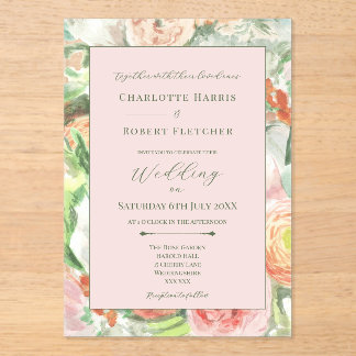 Invitation de mariage Fleur Aquarelle Pastel