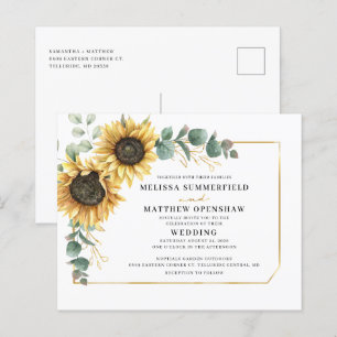 Invitation de mariage Fleur de tournesol et Eucaly