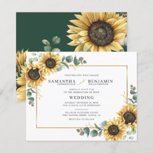 Invitation de mariage Fleur de Tournesol Eucalyptu