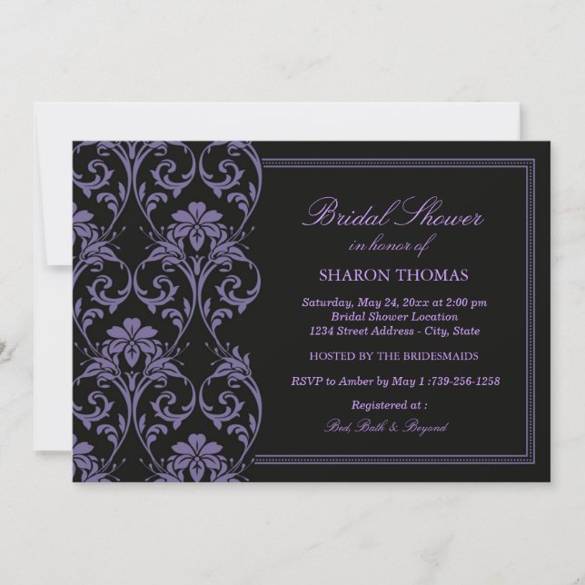 Invitation de mariage | Fleur d'Iris Pourgpre Dama (Devant)