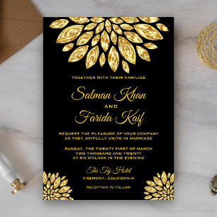 Invitation de mariage Fleur métallique ornementale