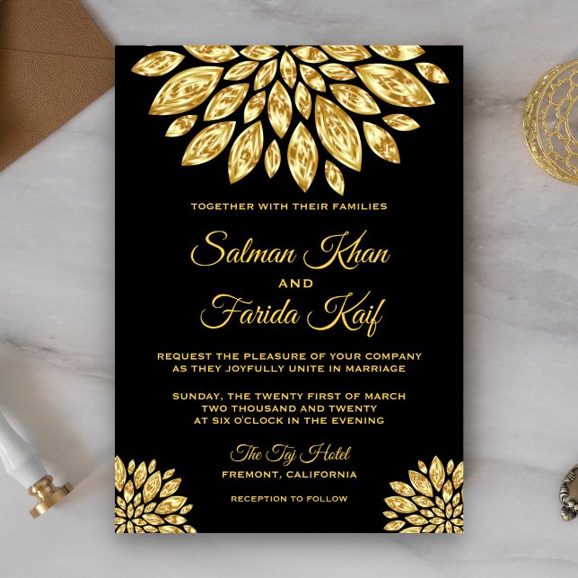Invitation de mariage Fleur métallique ornementale (Créateur téléchargé)
