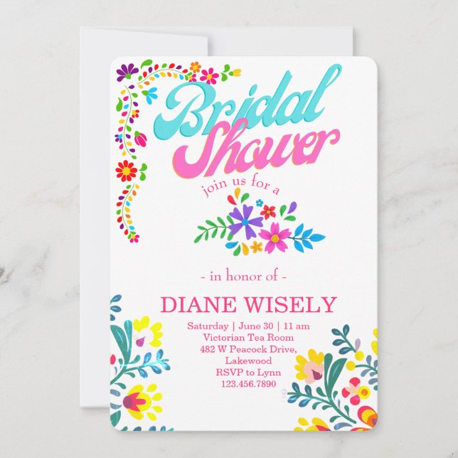 Invitation de mariage fleuri Fiesta mexicaine (Devant)