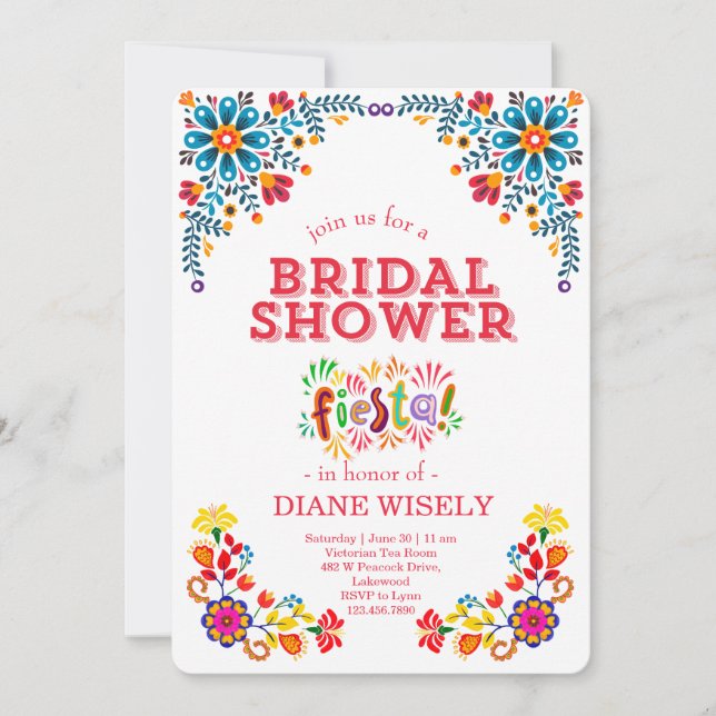 Invitation de mariage fleuri Fiesta mexicaine (Devant)