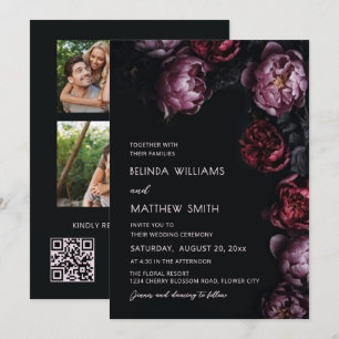 Invitation de mariage Fleurs 3D Sombres Humeur