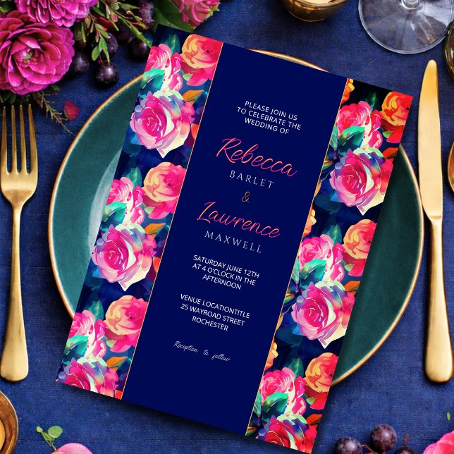 Invitation de mariage fleurs colorées élégantes (Créateur téléchargé)
