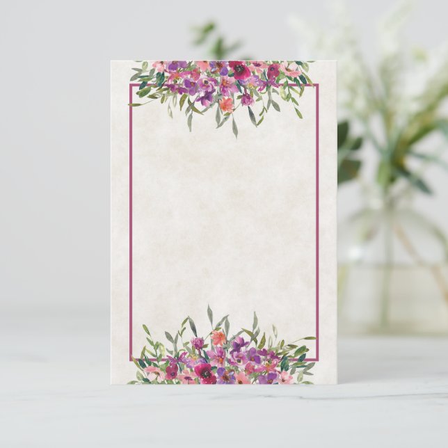 Invitation de mariage fleurs sauvages violettes bu (Debout devant)