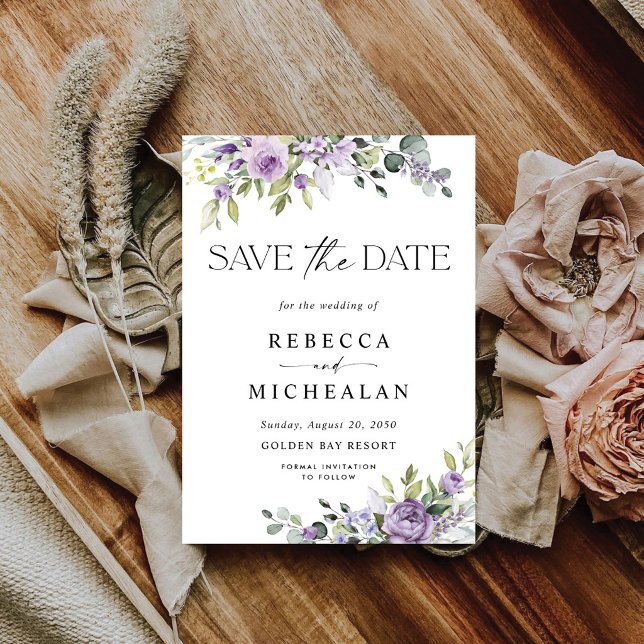Invitation de mariage "Fleurs violettes" pour anno (Créateur téléchargé)