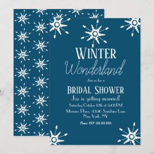 Invitation de mariage flocon de neige bleu hiver