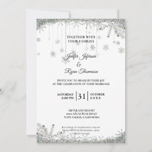 Invitation de mariage flocons de neige pailletés a