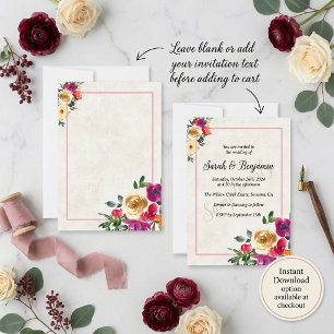 Invitation de mariage floral à budget vierge citro