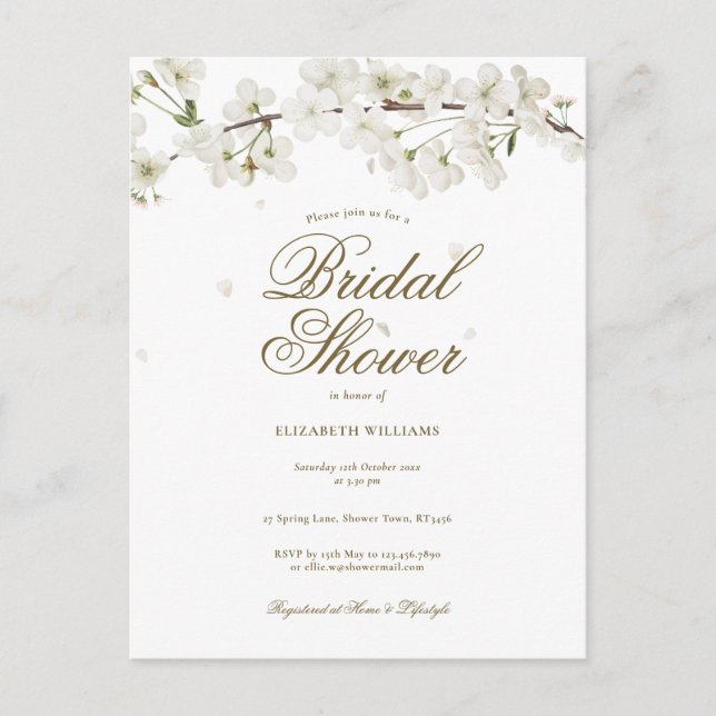 Invitation de mariage floral à fleurs blanches (Devant)