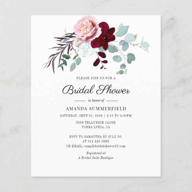 Invitation de mariage floral à l'eucalyptus pas ch (Devant)